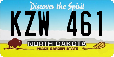 ND license plate KZW461