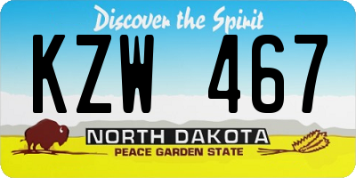ND license plate KZW467