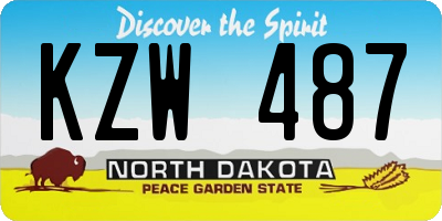 ND license plate KZW487