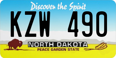 ND license plate KZW490
