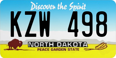 ND license plate KZW498