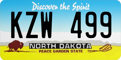 ND license plate KZW499