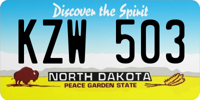 ND license plate KZW503