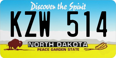 ND license plate KZW514