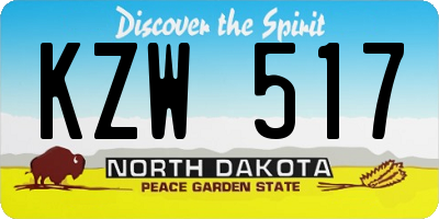 ND license plate KZW517