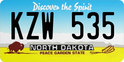 ND license plate KZW535
