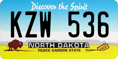 ND license plate KZW536