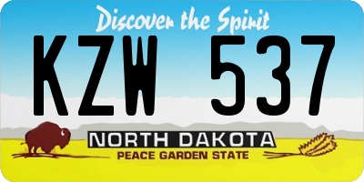 ND license plate KZW537