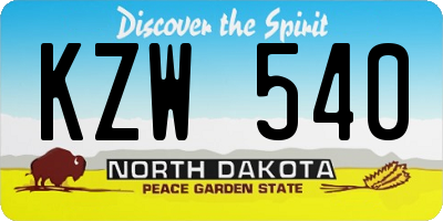 ND license plate KZW540