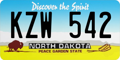 ND license plate KZW542