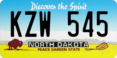 ND license plate KZW545