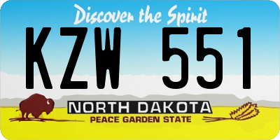 ND license plate KZW551