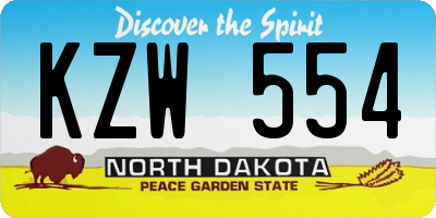 ND license plate KZW554