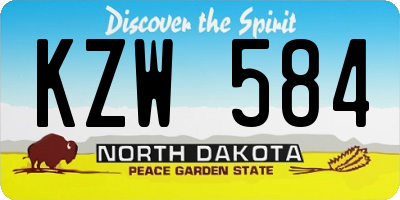 ND license plate KZW584