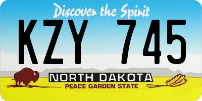ND license plate KZY745