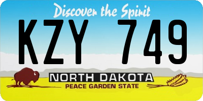 ND license plate KZY749