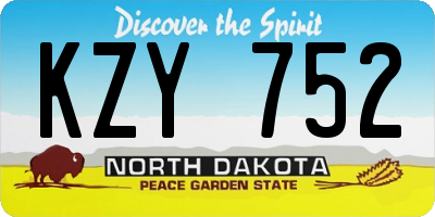 ND license plate KZY752