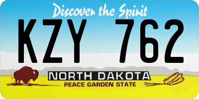ND license plate KZY762