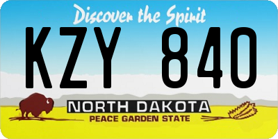 ND license plate KZY840