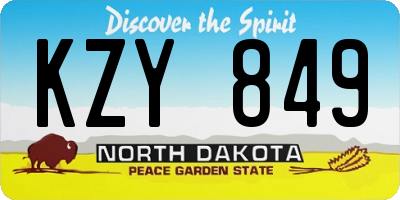 ND license plate KZY849