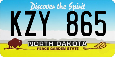 ND license plate KZY865