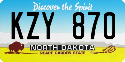 ND license plate KZY870