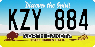 ND license plate KZY884