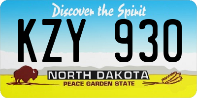 ND license plate KZY930