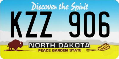 ND license plate KZZ906