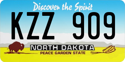 ND license plate KZZ909