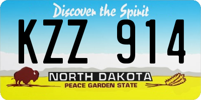 ND license plate KZZ914