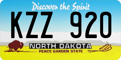 ND license plate KZZ920