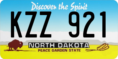 ND license plate KZZ921