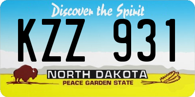 ND license plate KZZ931