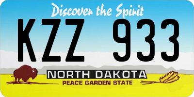 ND license plate KZZ933