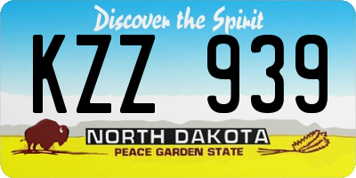 ND license plate KZZ939