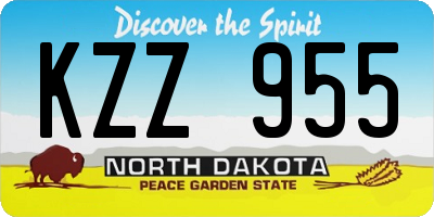 ND license plate KZZ955