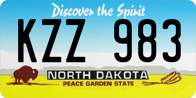 ND license plate KZZ983