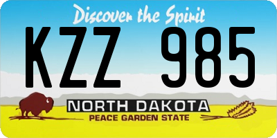 ND license plate KZZ985