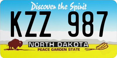 ND license plate KZZ987