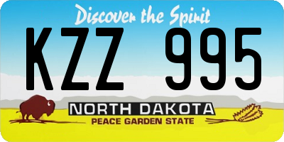 ND license plate KZZ995