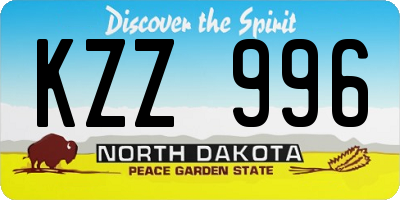 ND license plate KZZ996