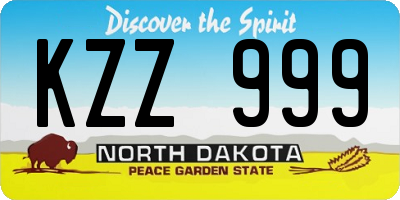 ND license plate KZZ999