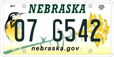 NE license plate 07G542