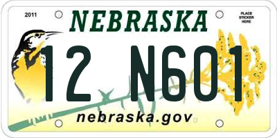 NE license plate 12N601