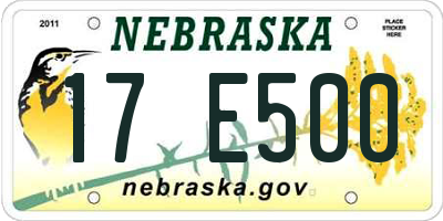 NE license plate 17E500