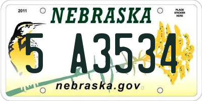 NE license plate 5A3534