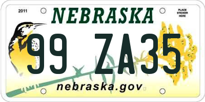 NE license plate 99ZA35