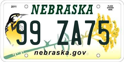 NE license plate 99ZA75