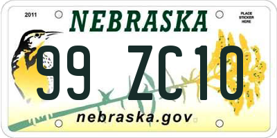 NE license plate 99ZC10